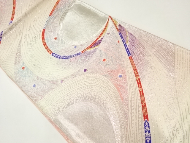 JAPANESE FUKURO OBI / WOVEN PEACOCK FEATHERS